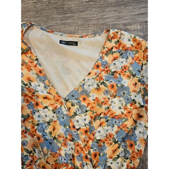 Pretty garden wrap ruffle dress womens xxl plus 2x orange cottage floral midi - Picture 4 of 9